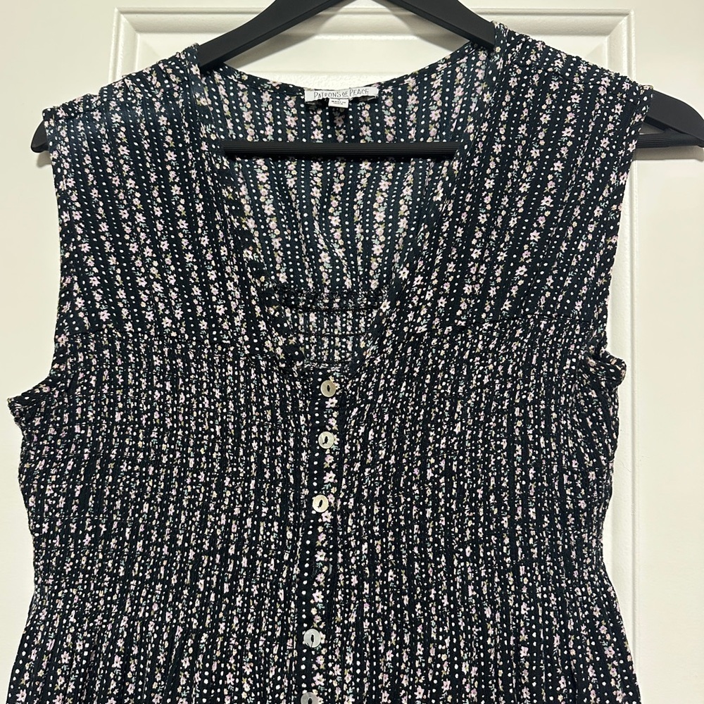 Patrons of Peace Floral Black Pink Baby Doll Mini Dress Size Small Women’s - Picture 2 of 13